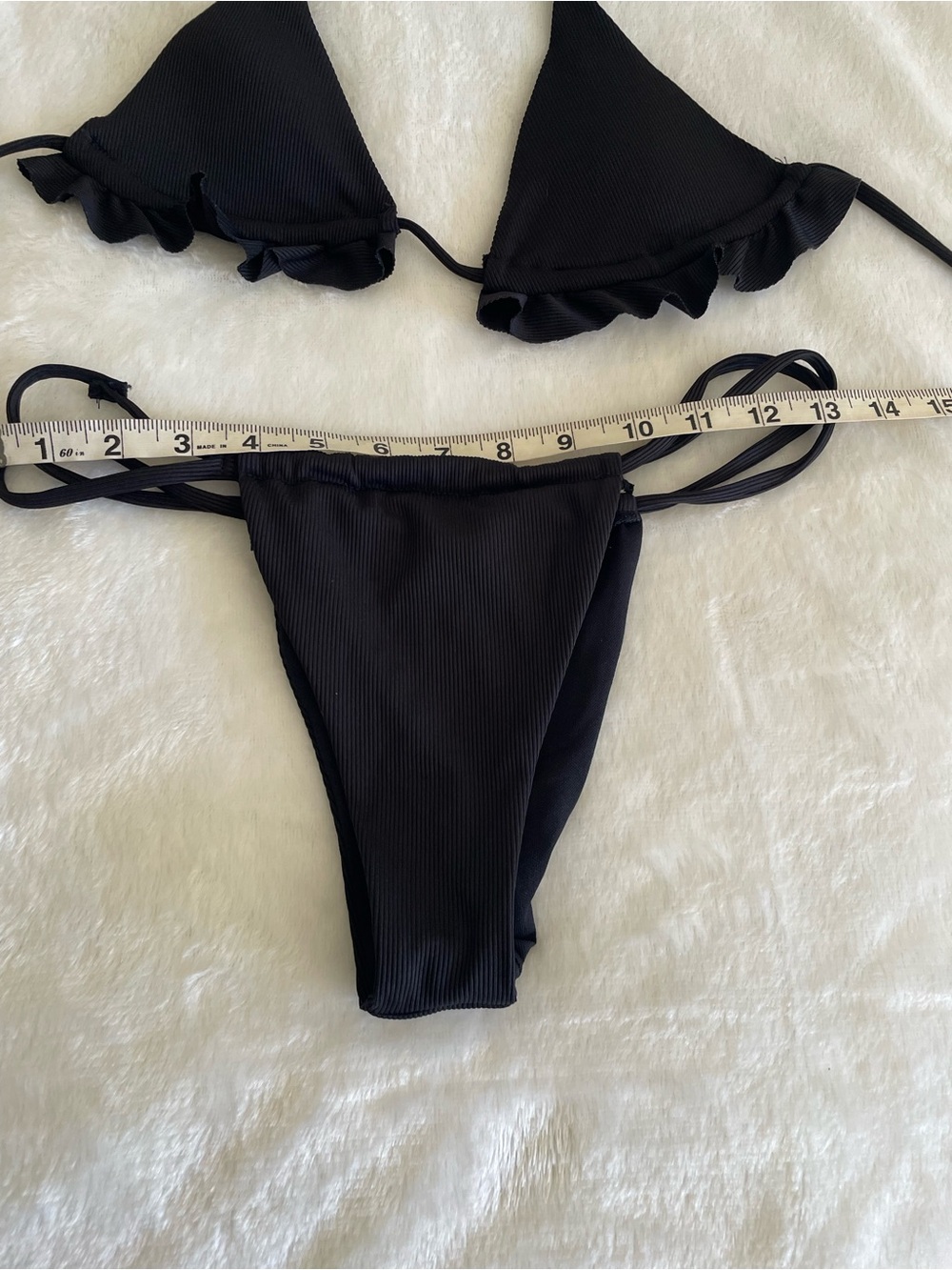 Black Ruffle Triangle Bikini Set - Picture 2 of 4